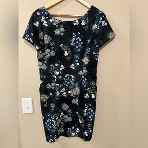 LOFT Floral Navy Dress